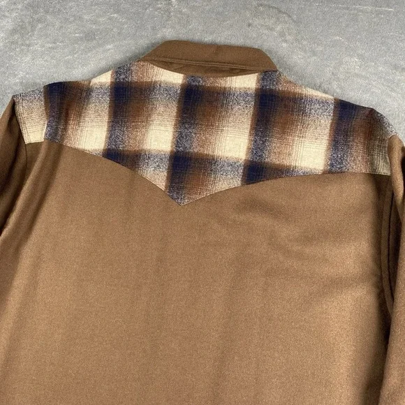Vintage Pendleton Shirt Mens Sz L Brown High Grade Western Wear Wool Pearl Snap - Picture 8 of 12